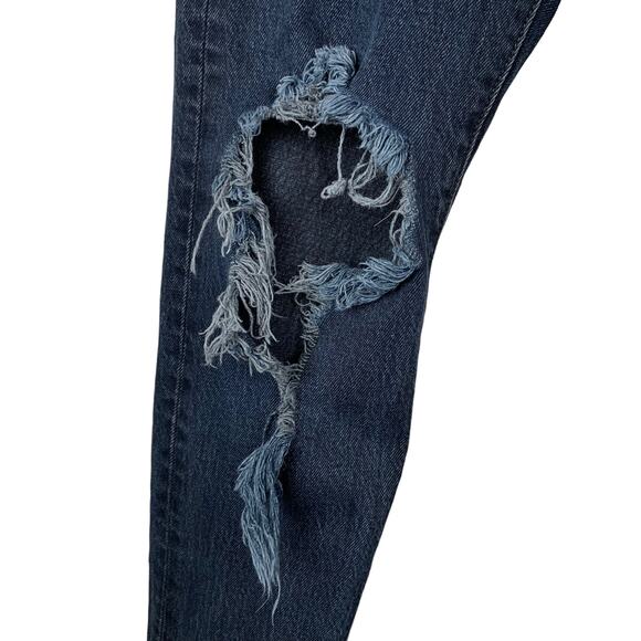 Levi’s Premium 501 Skinny Jeans Black Blue Distressed Women’s 24 (26 x 28) - Picture 5 of 13